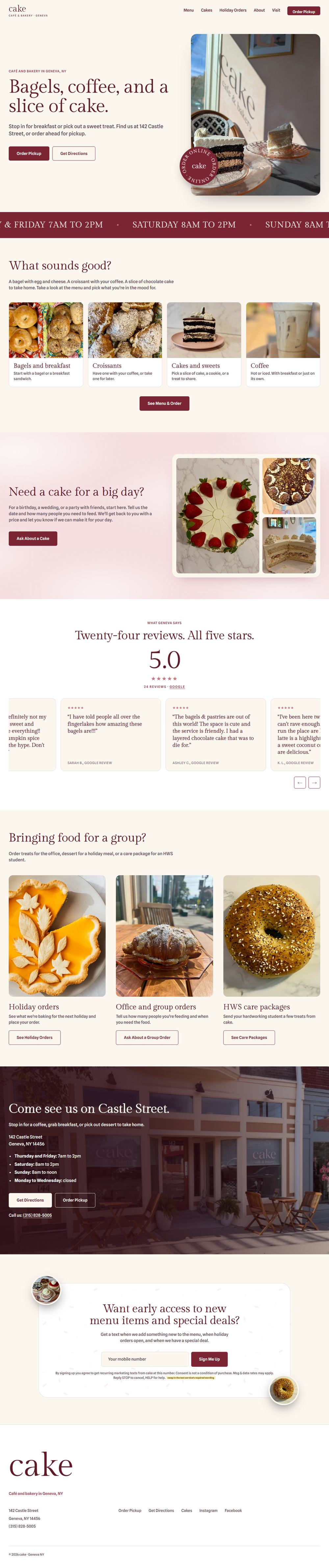 The cake website, top to bottom