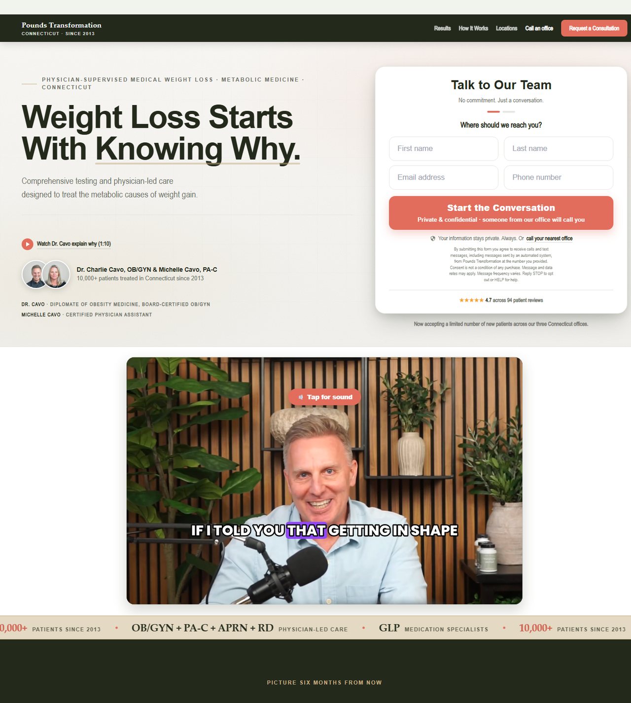 Pounds Transformation paid-traffic landing page built by TC Scales